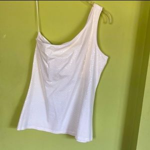 women’s EXPRESS size large one-shoulder sequin top